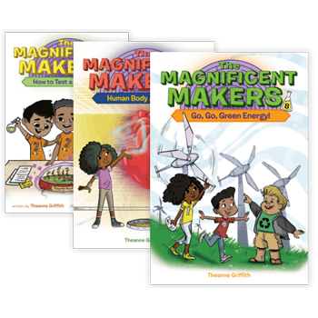 Covers of the Magnificent Makers three book series.